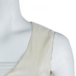 Pre Owned Marni Cream Contrast Applique Detail Sleeveless Dress S
