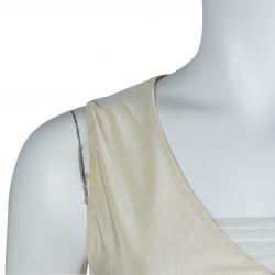 Pre Owned Marni Cream Contrast Applique Detail Sleeveless Dress S