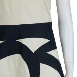 Pre Owned Marni Cream Contrast Applique Detail Sleeveless Dress S