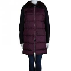 Pre Owned Marni Burgundy Quilted Lamb Shearling Trimmed Jacket S