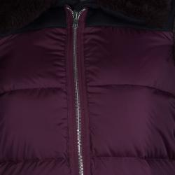 Pre Owned Marni Burgundy Quilted Lamb Shearling Trimmed Jacket S