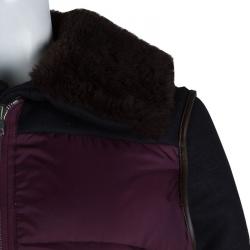 Pre Owned Marni Burgundy Quilted Lamb Shearling Trimmed Jacket S