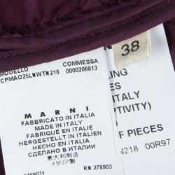 Pre Owned Marni Burgundy Quilted Lamb Shearling Trimmed Jacket S