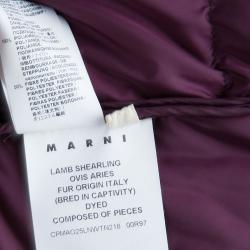 Pre Owned Marni Burgundy Quilted Lamb Shearling Trimmed Jacket S