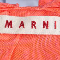 Marni Neon Orange Mesh Draped Collar Detail Sleeveless Top M