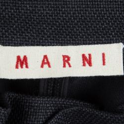 Pre Owned Marni Black Basket Weave Cord Detail Zip Front Cropped Jacket M 