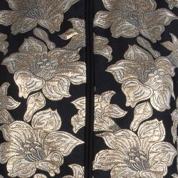 Pre Owned Marni Black Floral Lurex Jacquard Short Sleeve Tunic M