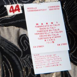 Pre Owned Marni Black Floral Lurex Jacquard Short Sleeve Tunic M