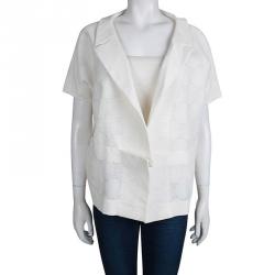 Marni Cream Textured Short Sleeve Open Front Jacket M