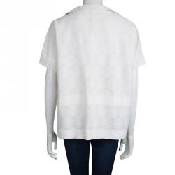 Marni Cream Textured Short Sleeve Open Front Jacket M