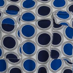 Pre Owned Marni Blue Circular Printed Silk Sleeveless Peplum Top S