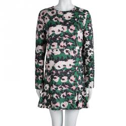 Pre Owned Marni Green Floral Print Long Sleeve Dress M