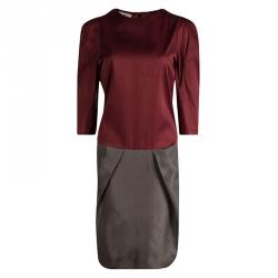 Pre Owned Marni Colorblock Silk Long Sleeve Dress L