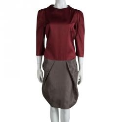 Pre Owned Marni Colorblock Silk Long Sleeve Dress L