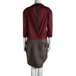 Pre Owned Marni Colorblock Silk Long Sleeve Dress L