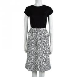 Pre Owned Marni Monochrome Printed Silk Skirt L