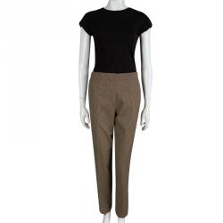 Marni Brown Mini Houndstooth Wool Trousers M