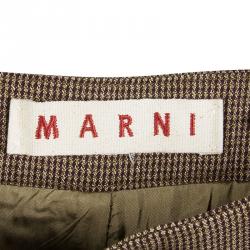Marni Brown Mini Houndstooth Wool Trousers M