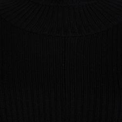 Marni Black Rib Knit Embellished Sleeve Detail Open Back Sweater M