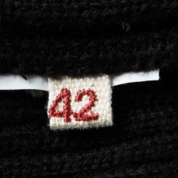 Marni Black Rib Knit Embellished Sleeve Detail Open Back Sweater M