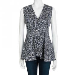 Pre Owned Marni Printed Cotton Flared Bottom High Low Sleeveless Top S