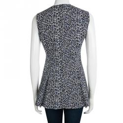 Pre Owned Marni Printed Cotton Flared Bottom High Low Sleeveless Top S