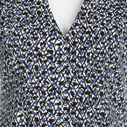 Pre Owned Marni Printed Cotton Flared Bottom High Low Sleeveless Top S