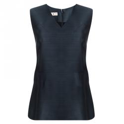 Pre Owned Marni Blue Paneled V-Neck Sleeveless Blouse M