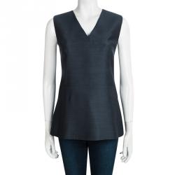 Pre Owned Marni Blue Paneled V-Neck Sleeveless Blouse M