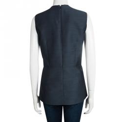 Pre Owned Marni Blue Paneled V-Neck Sleeveless Blouse M