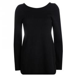 Pre Owned Marni Black Wool Open Back Ribbed Knit Sweater S