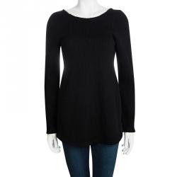Pre Owned Marni Black Wool Open Back Ribbed Knit Sweater S