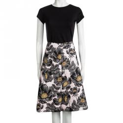 Pre Owned Marni Pink Floral Embossed Jacquard Skirt M