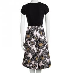 Pre Owned Marni Pink Floral Embossed Jacquard Skirt M