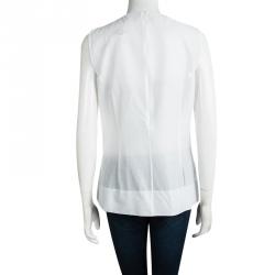Pre Owned Marni White Cotton Pintucked Sleeveless Top M