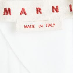 Pre Owned Marni White Cotton Pintucked Sleeveless Top M