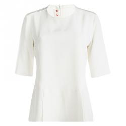 Pre Owned Marni Cream Silk Short Sleeve Top M