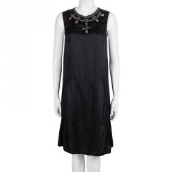 Pre Owned Marni Winter Edition Black Embellished Sleeveless Dress M
