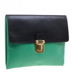 Pre Owned Marni Green/Black Leather Clutch