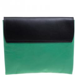 Pre Owned Marni Green/Black Leather Clutch