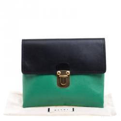 Pre Owned Marni Green/Black Leather Clutch