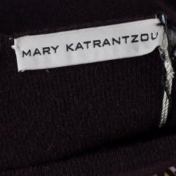 Pre Owned Mary Katrantzou Knipi Printed Jersey Paneled Ribbed Knit Dress L