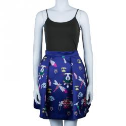 مملوكة مسبقًا Mary Katrantzou Navy Blue Calculion Skirt S