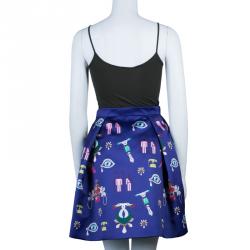 مملوكة مسبقًا Mary Katrantzou Navy Blue Calculion Skirt S