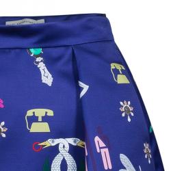 مملوكة مسبقًا Mary Katrantzou Navy Blue Calculion Skirt S