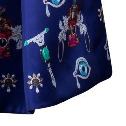 مملوكة مسبقًا Mary Katrantzou Navy Blue Calculion Skirt S