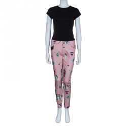 Pre Owned Mary Katrantzou Pink Printed Denim Trousers M