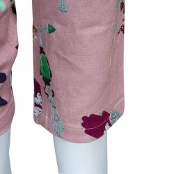 Pre Owned Mary Katrantzou Pink Printed Denim Trousers M