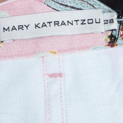 Pre Owned Mary Katrantzou Pink Printed Denim Trousers M