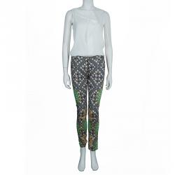 Pre Owned Mary Katranzou Pearl Printed Denim Pants S